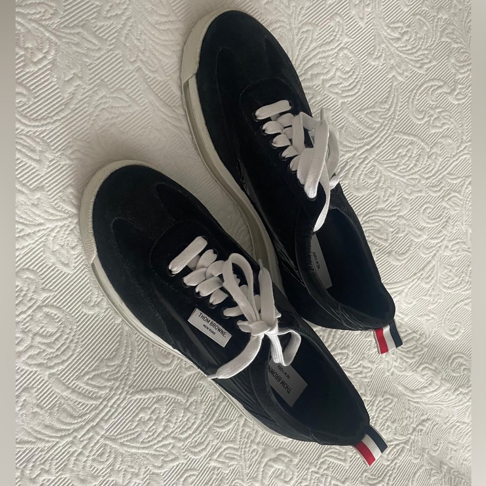 Thom Browne laced sneakers Women Air clear platform black reflective fabric 10.5 - Picture 4 of 7